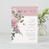 Chic Roze Waterverf Bloemen Huwelijk Kaart (Staand voorkant)