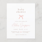 Chic Roze Waterverf Bow Girl Budget Baby shower (Voorkant)
