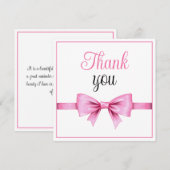 Chic Roze Waterverf Bow Sweet 16 Verjaardag Bedankkaart (Voorkant / Achterkant)