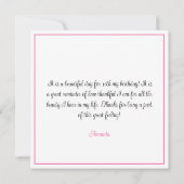 Chic Roze Waterverf Bow Sweet 16 Verjaardag Bedankkaart (Achterkant)