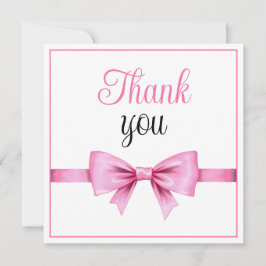 Chic Roze Waterverf Bow Sweet 16 Verjaardag Bedankkaart