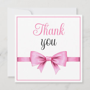 Chic Roze Waterverf Bow Sweet 16 Verjaardag Bedankkaart