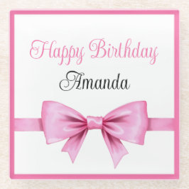 Chic Roze Waterverf Bow Sweet 16 Verjaardag Glazen Onderzetter