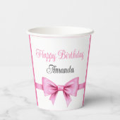 Chic Roze Waterverf Bow Sweet 16 Verjaardag Papieren Bekers (Achterkant)