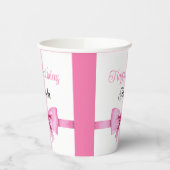 Chic Roze Waterverf Bow Sweet 16 Verjaardag Papieren Bekers (Links)