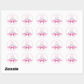 Chic Roze Waterverf Bow Sweet 16 Verjaardag Ronde Sticker (Vel)