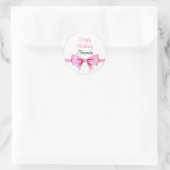 Chic Roze Waterverf Bow Sweet 16 Verjaardag Ronde Sticker (Tas)