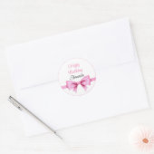 Chic Roze Waterverf Bow Sweet 16 Verjaardag Ronde Sticker (Envelop)