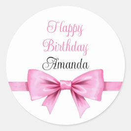 Chic Roze Waterverf Bow Sweet 16 Verjaardag Ronde Sticker