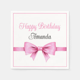 Chic Roze Waterverf Bow Sweet 16 Verjaardag Servet