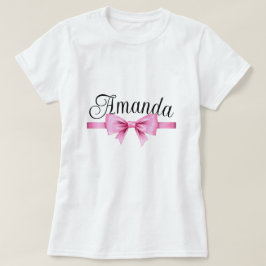 Chic Roze Waterverf Bow Sweet 16 Verjaardag T-shirt