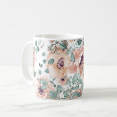 Chic roze Waterverf Flowers Koffiemok (Voorkant links)