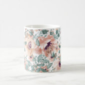 Chic roze Waterverf Flowers Koffiemok (Center)