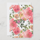 Chic Roze Waterverf Peony Bouquet bruiloft Kaart (Achterkant)