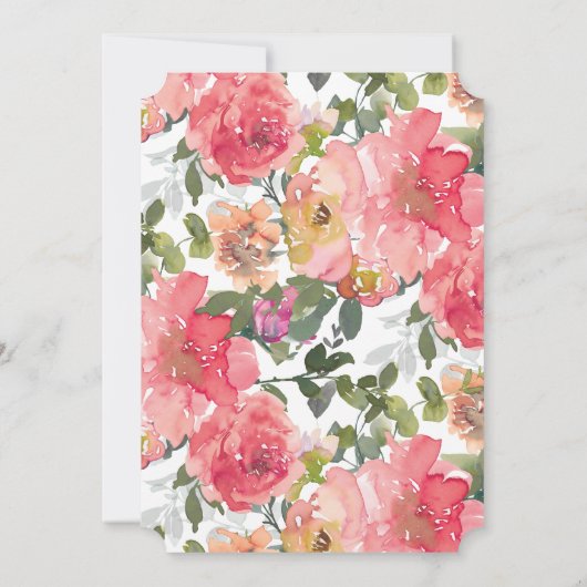 Chic Roze Waterverf Peony Bouquet bruiloft Kaart (Achterkant)