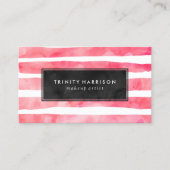 Chic roze Waterverf Stripes | Chalkboard Visitekaartje (Voorkant)