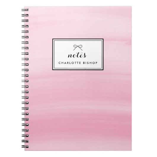 Chic Roze Waterverf Wash Modern Notitieboek (Voorkant)