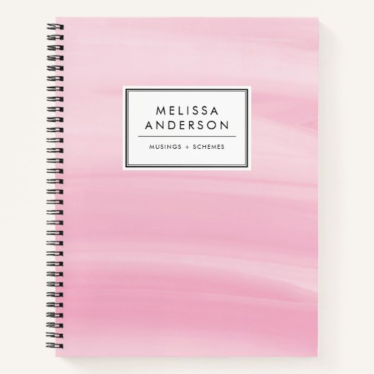 Chic Roze Waterverf Wash Modern Notitieboek (Voorkant)