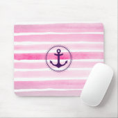 Chic roze Waterverven Stripes Muismat (Met muis)