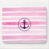Chic roze Waterverven Stripes Muismat (Voorkant)