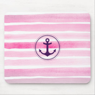 Chic roze Waterverven Stripes Muismat