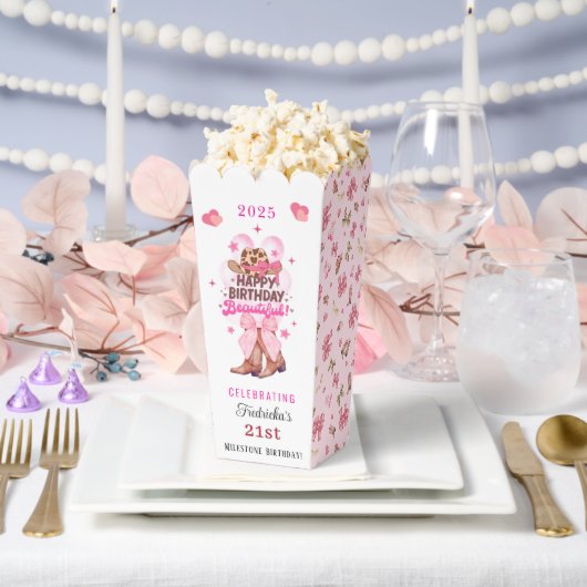 Chic Roze Westerne Cowgirl Happy Birthday Mooi Bedankdoosjes (Huwelijk)