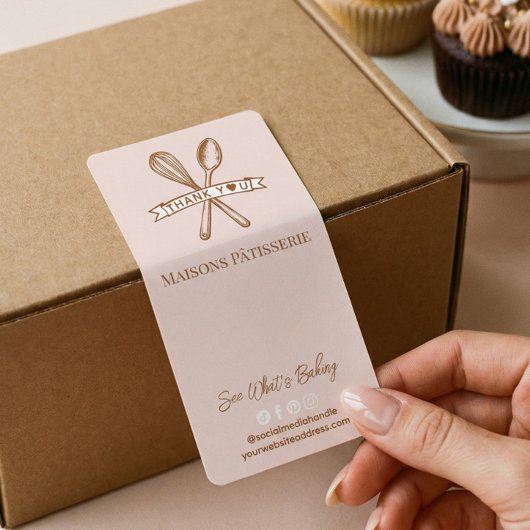 Chic Roze Whisk Lepel Dank Je Bakkerij Doos Sticke Etiket