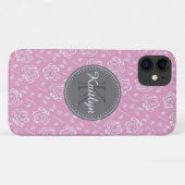 Chic roze White roze patroon Case-Mate iPhone Case (Achterkant (horizontaal))