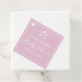 Chic Roze Wit Baby shower Speelgoed Mobile Bedankjes Labels (In situ)