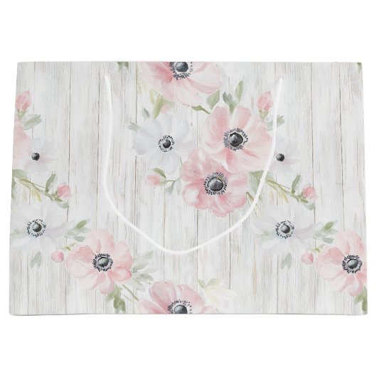 Chic roze witte bloemen bruids douche groot cadeauzakje (Voorkant)