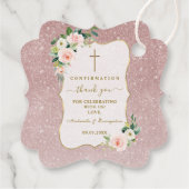 Chic Roze Witte Bloemen Goud Meisje Bevestiging Bedankjes Labels (Achterkant)