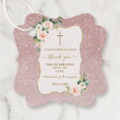 Chic Roze Witte Bloemen Goud Meisje Bevestiging Bedankjes Labels (Voorkant)
