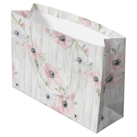 Chic Roze Witte Bloemen Vrijgezellenfeest Groot Cadeauzakje (Achterkant Gekanteld)