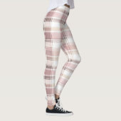 Chic Roze Witte Crème Plakken Strepen Leggings (Rechts)