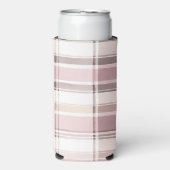 Chic Roze Witte Crème Plakken Strepen Seltzer Blikjeskoeler (Seltzer Voorkant)