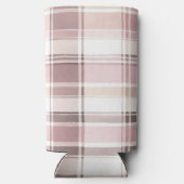 Chic Roze Witte Crème Plakken Strepen Seltzer Blikjeskoeler (Achterkant)