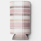 Chic Roze Witte Crème Plakken Strepen Seltzer Blikjeskoeler (Voorkant)