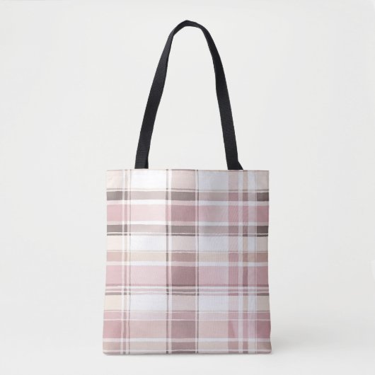 Chic Roze Witte Crème Plakken Strepen Tote Bag (Voorkant)