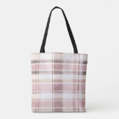 Chic Roze Witte Crème Plakken Strepen Tote Bag (Achterkant)