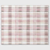 Chic Roze Witte Crème Plakken Stripes Kerstmis Cadeaupapier (Vlak)