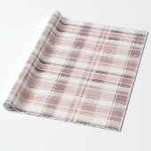 Chic Roze Witte Crème Plakken Stripes Kerstmis Cadeaupapier (Uitgerold)