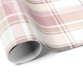 Chic Roze Witte Crème Plakken Stripes Kerstmis Cadeaupapier (Rol Hoek)