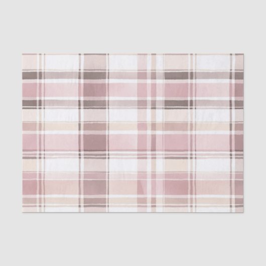 Chic Roze Witte Crème Plakken Stripes Kerstmis Tissuepapier (Voorkant)