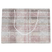 Chic Roze Witte Geplakte Strepen Kerst Sparkle Groot Cadeauzakje (Voorkant)