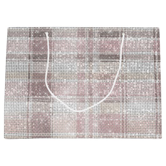 Chic Roze Witte Geplakte Strepen Kerst Sparkle Groot Cadeauzakje (Voorkant)