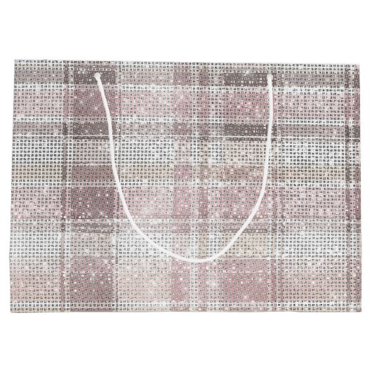 Chic Roze Witte Geplakte Strepen Kerst Sparkle Groot Cadeauzakje (Achterkant)