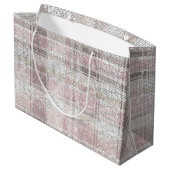 Chic Roze Witte Geplakte Strepen Kerst Sparkle Groot Cadeauzakje (Achterkant Gekanteld)