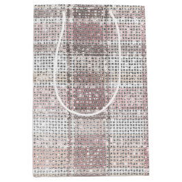 Chic Roze Witte Geplakte Strepen Kerst Sparkle Medium Cadeauzakje