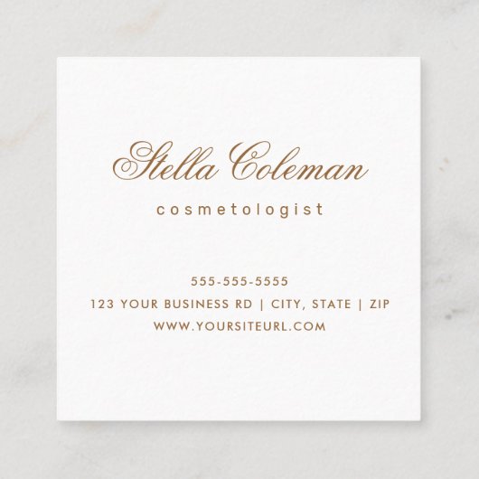 Chic roze witte logo minimalist vierkante visitekaartje (Achterkant)