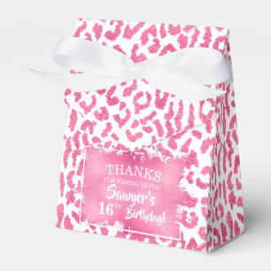Chic roze witte luipaard afdrukken bedankdoosjes